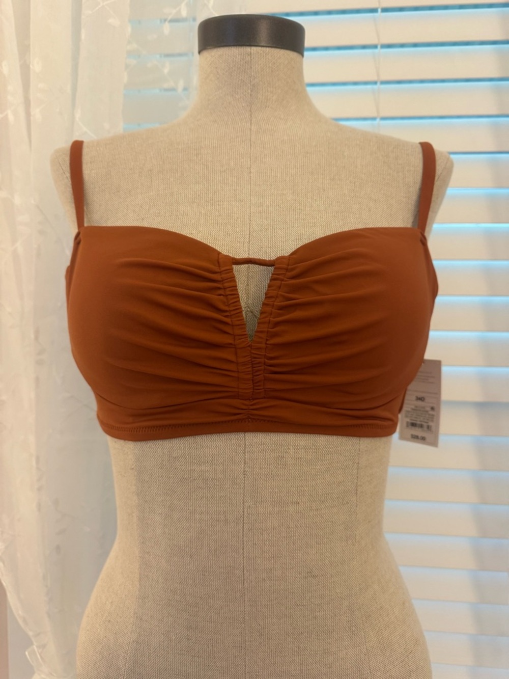 Shade & Shore Rust Ruched Bandeau Bikini Top